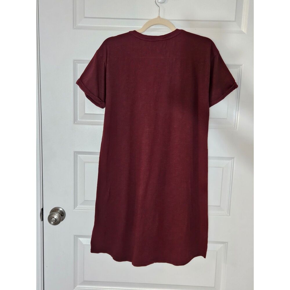 Daily Ritual Burgundy Tee Shirt Dress Cotton V-Neck Short Sleeve Size M - Picture 4 of 6